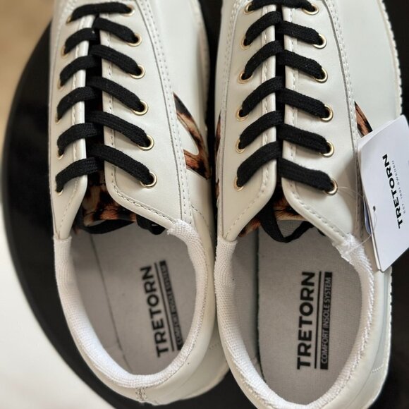 Tretorn Nylite Plus Leather Sneakers in White Leopard - Picture 7 of 15